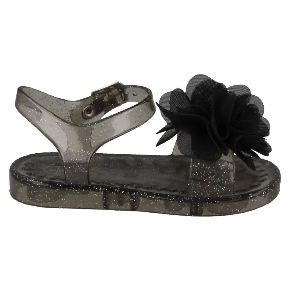 Spot On Girls Flat Jelly Flower Trim Mule