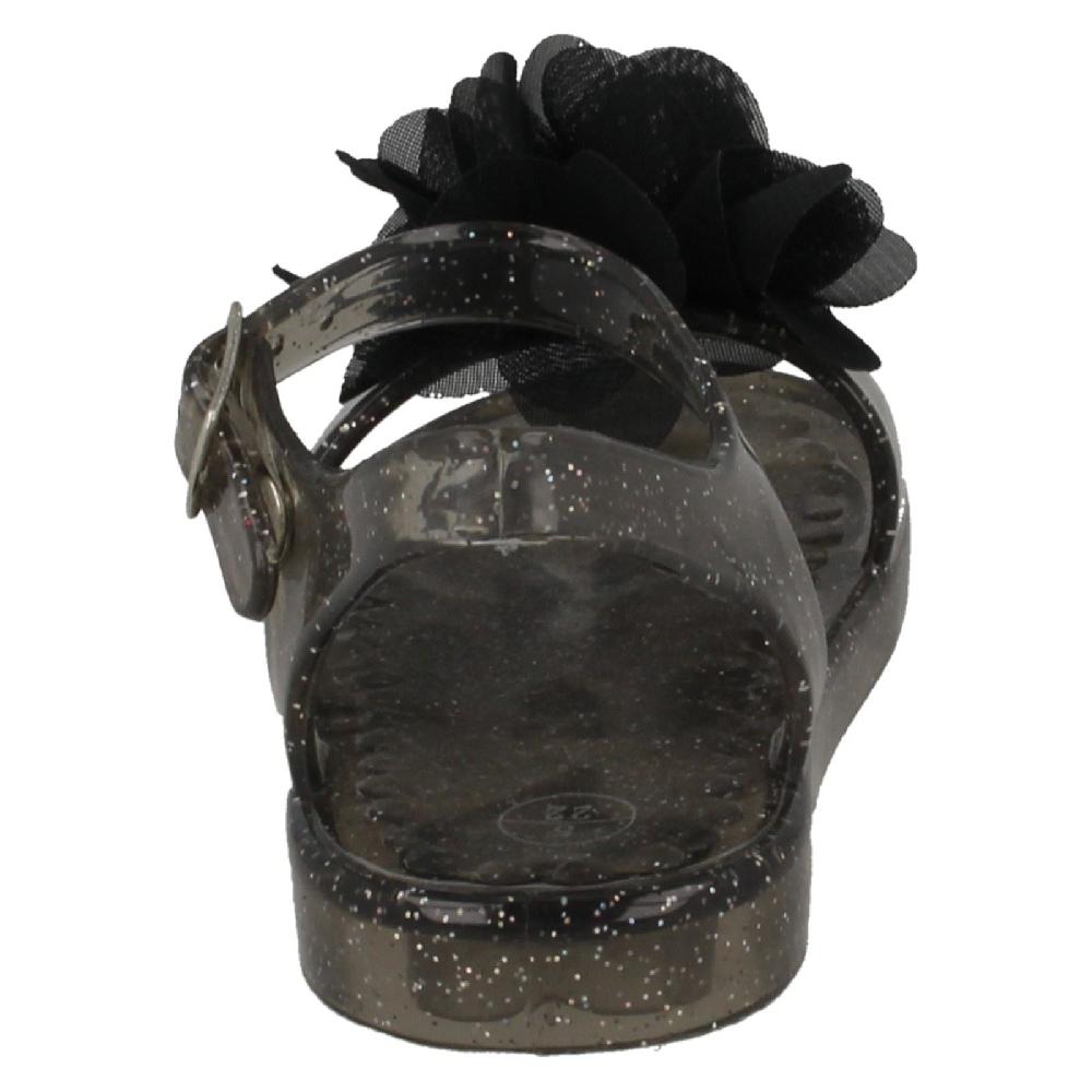 Spot On Girls Flat Jelly Flower Trim Mule