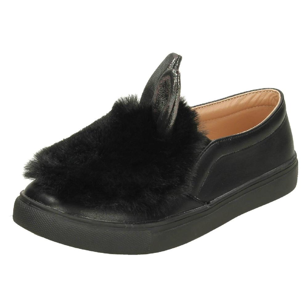 Spot On Girls Fur & Glitter Bunny Ear Shoes H2R459