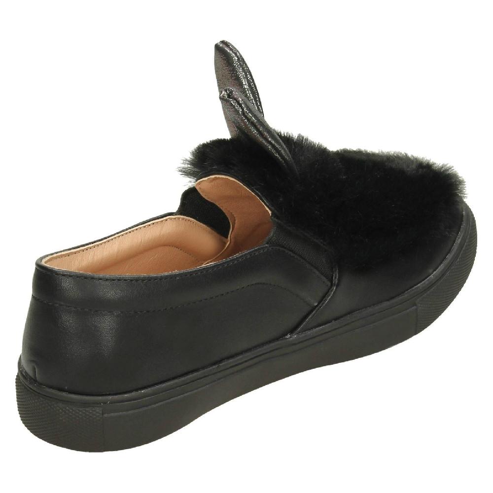 Spot On Girls Fur & Glitter Bunny Ear Shoes H2R459