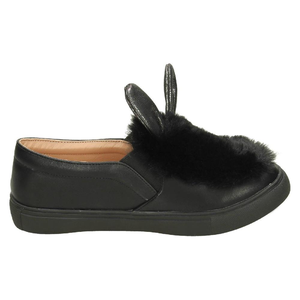 Spot On Girls Fur & Glitter Bunny Ear Shoes H2R459