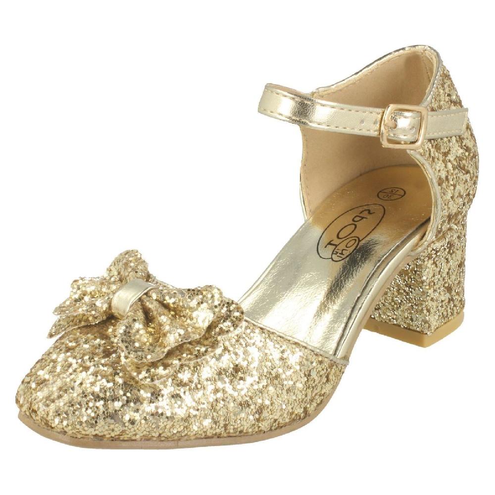 Spot On Girls Glitter Heel Party Shoes