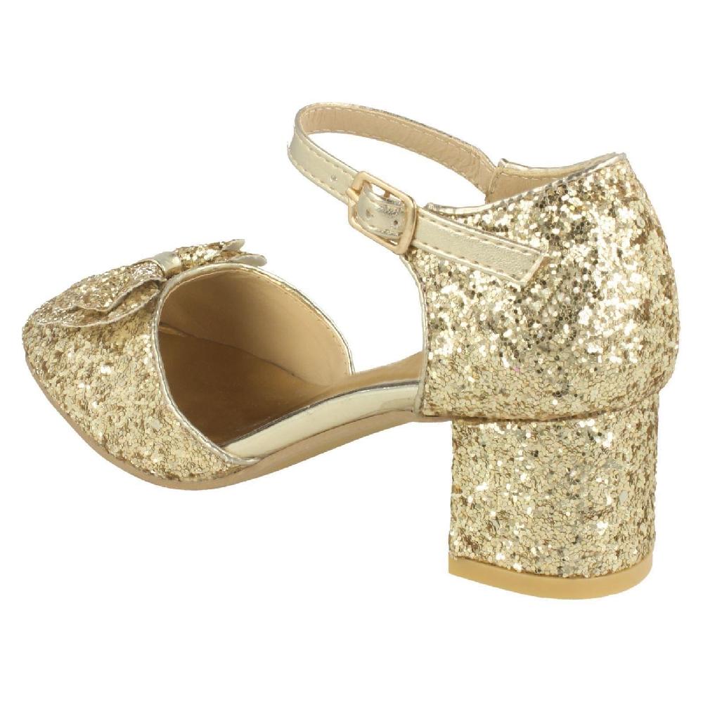 Spot On Girls Glitter Heel Party Shoes