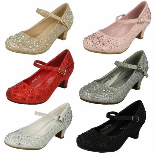 Spot On Girls Kitten Heel Party Shoes