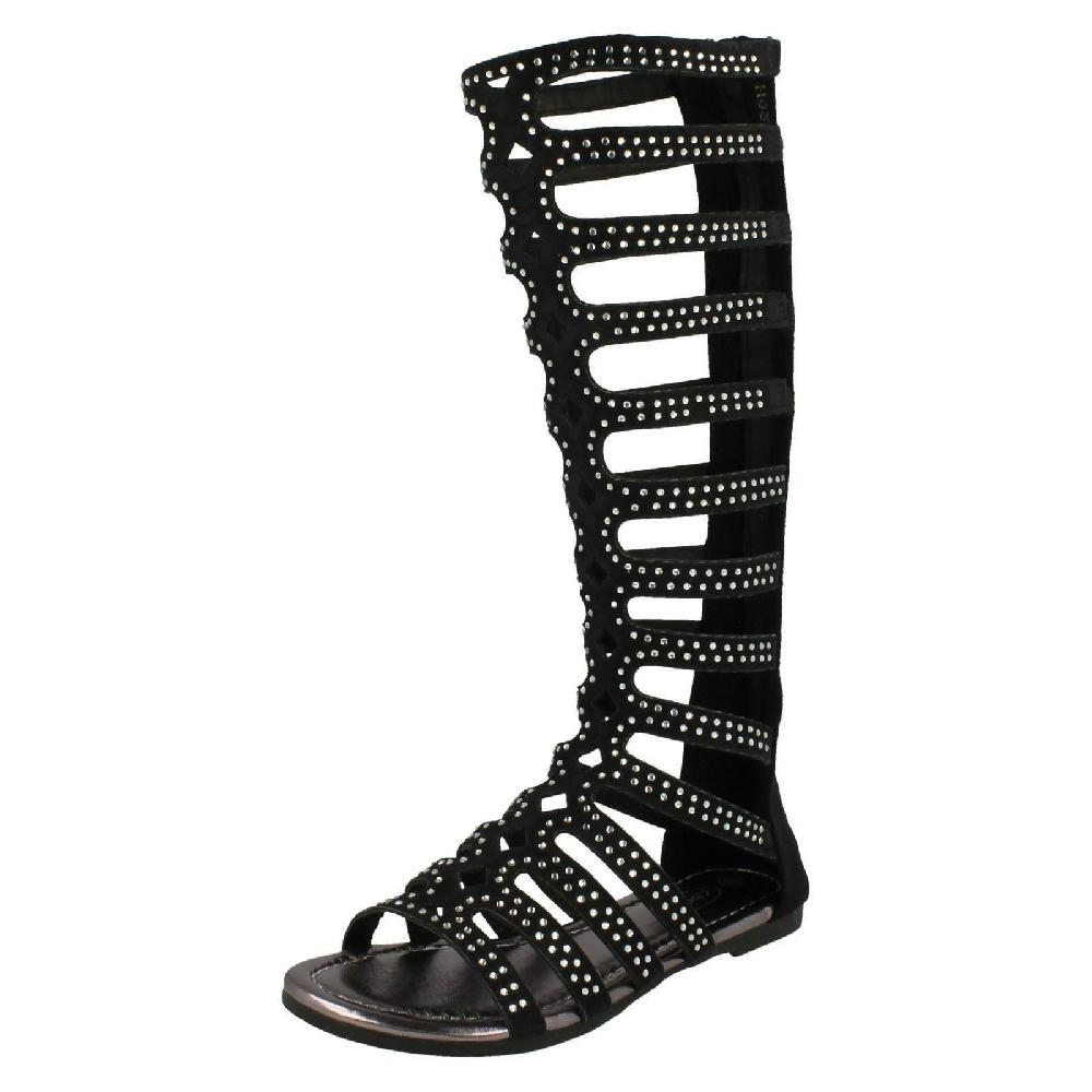 Spot On Girls Knee High Gladiator Sandals