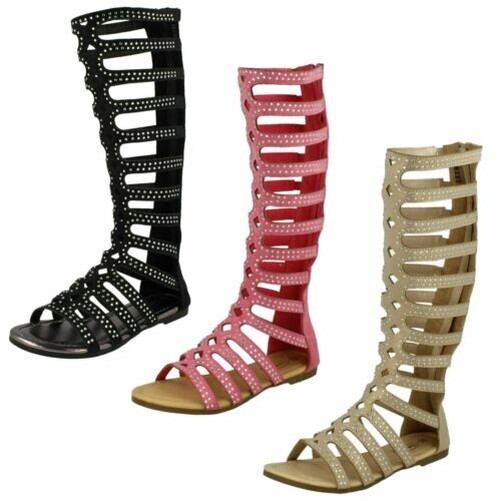 Spot On Girls Knee High Gladiator Sandals