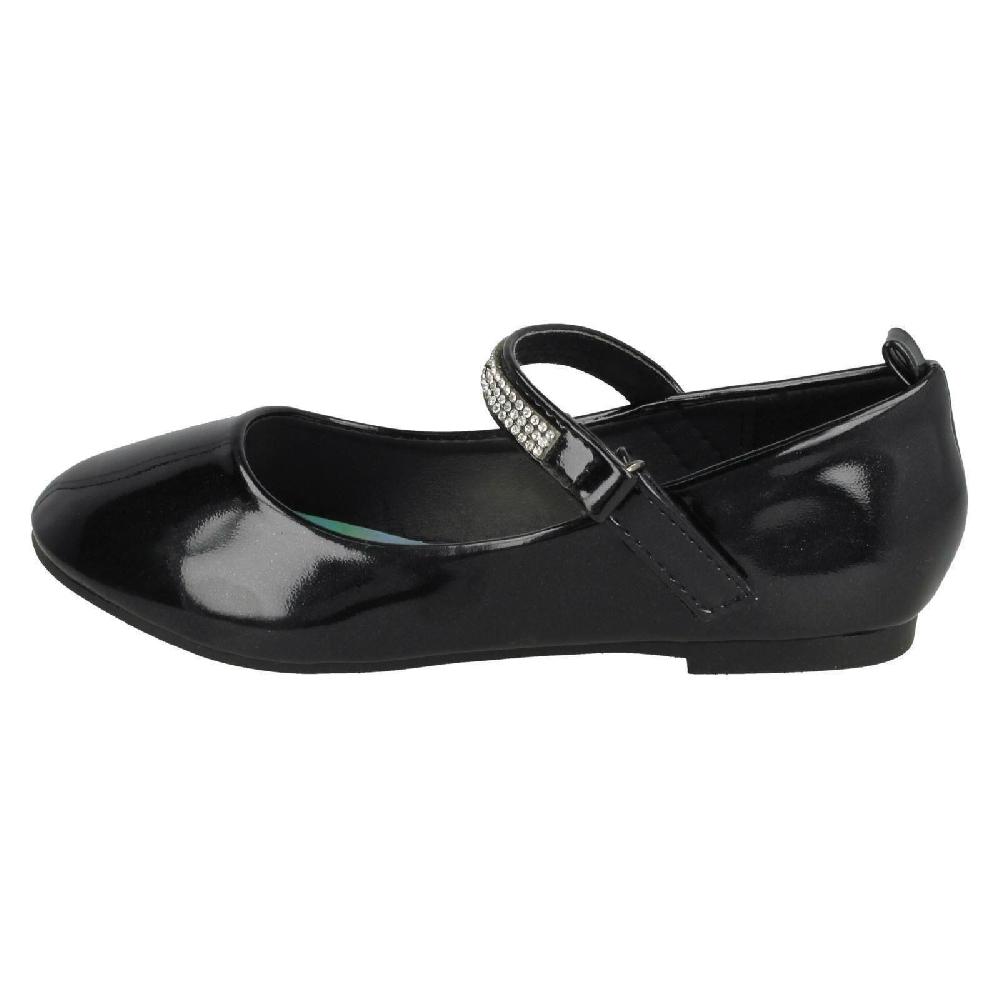 Spot On Girls Rhinestone Strap BAR Ballerina Shoes