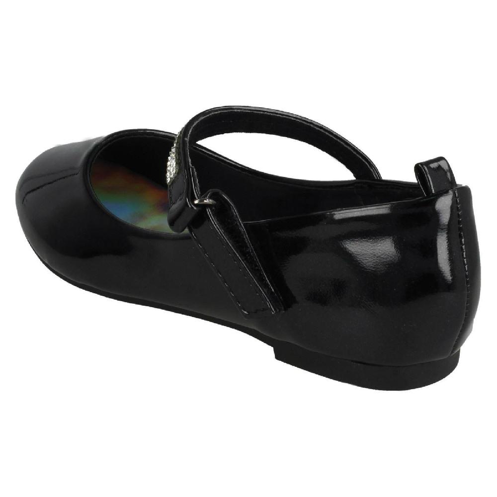 Spot On Girls Rhinestone Strap BAR Ballerina Shoes