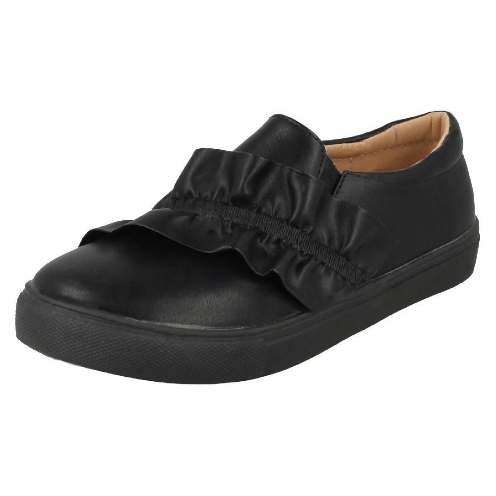 Spot On Girls Ruffle Flat Shoes