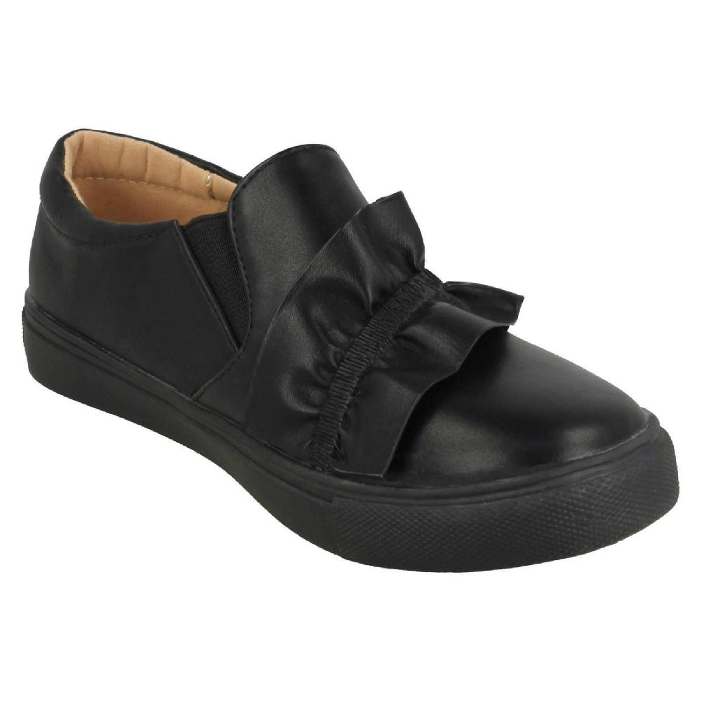 Spot On Girls Ruffle Flat Shoes