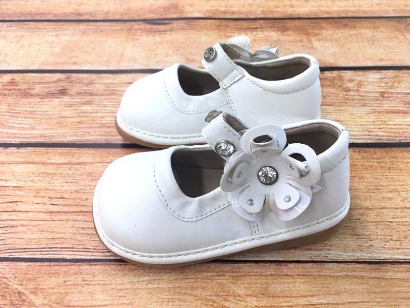 Squeaky Shoes New White with Crystals Mary Jane Girls Toddler Walker 1018