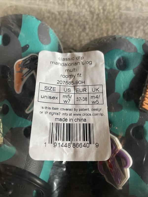 Star Wars Mandalorian Grogu Green Camo Disney Parks Kids Crocs Mens 5 Womens 7