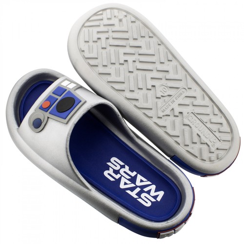 Star Wars R2-D2 Metallic Men's Cloud Comfort Slide Sandals Silver