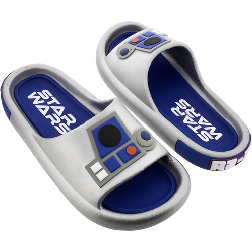 Star Wars R2-D2 Metallic Men's Cloud Comfort Slide Sandals Silver