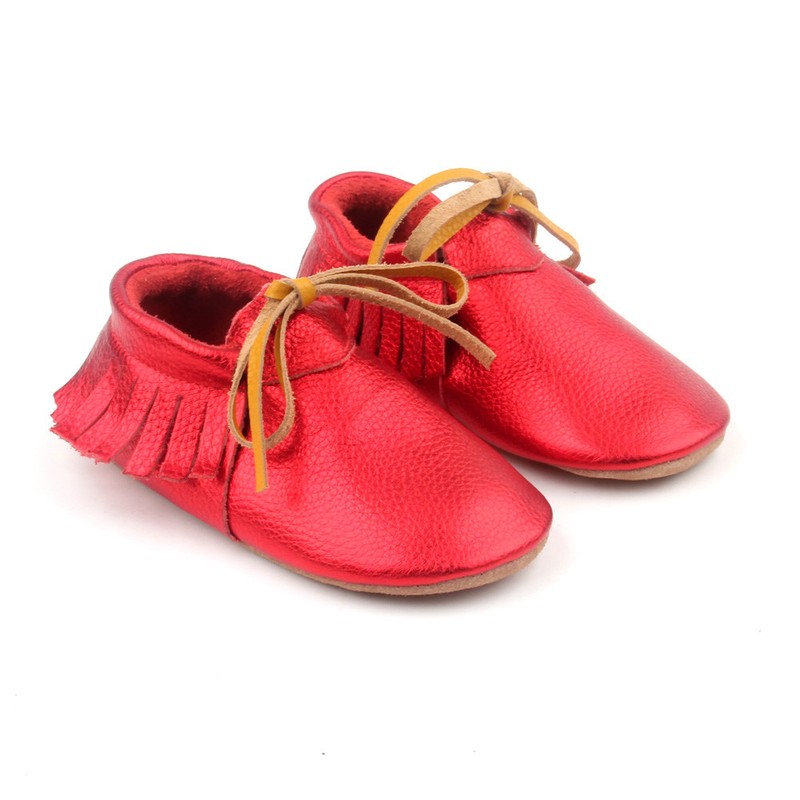 Starbie Baby Moccasins Metallic Red Baby Shoes Toddler Moccasin Girl Shoe Oxford