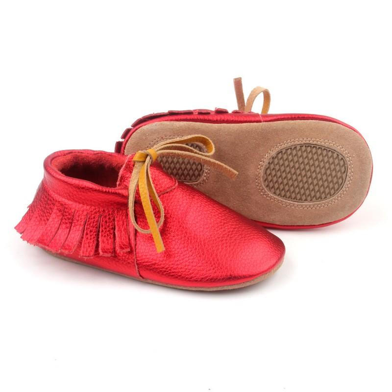 Starbie Baby Moccasins Metallic Red Baby Shoes Toddler Moccasin Girl Shoe Oxford