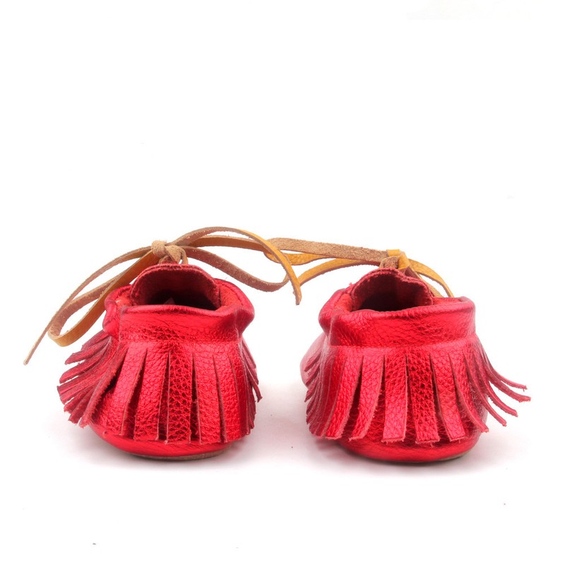 Starbie Baby Moccasins Metallic Red Baby Shoes Toddler Moccasin Girl Shoe Oxford