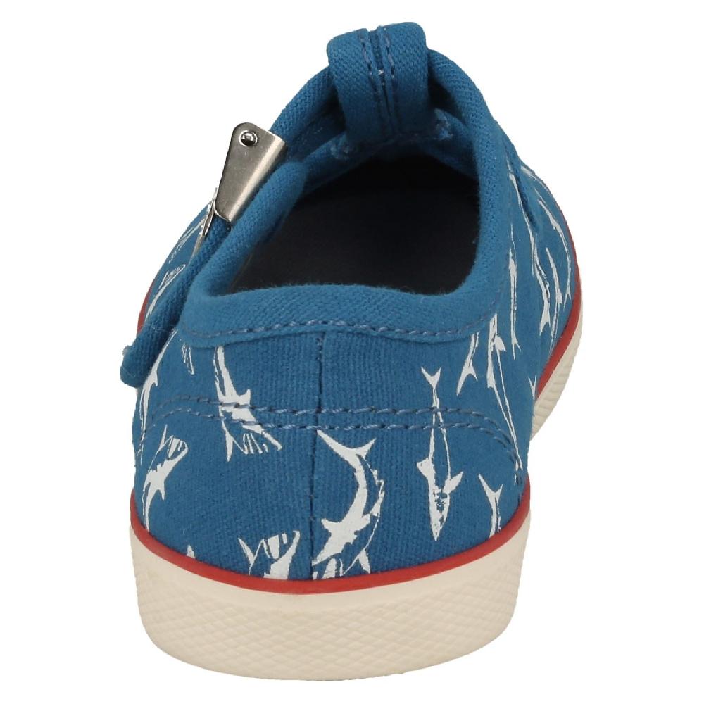 Startrite Boys Shark Detailed T-Bar Canvas Shoes - Surf