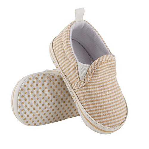 Stephan Baby Unisex Baby Canvas Shoes Non-Slip Sole 6-12 months Khaki & White