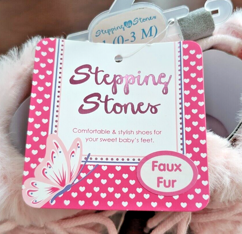 Stepping Stones Baby Girl Booties-Gray W/Pink-Size 1 (0-3months)-New W/Tags