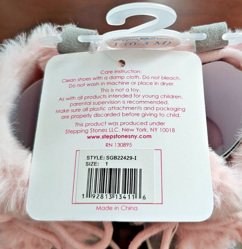 Stepping Stones Baby Girl Booties-Gray W/Pink-Size 1 (0-3months)-New W/Tags