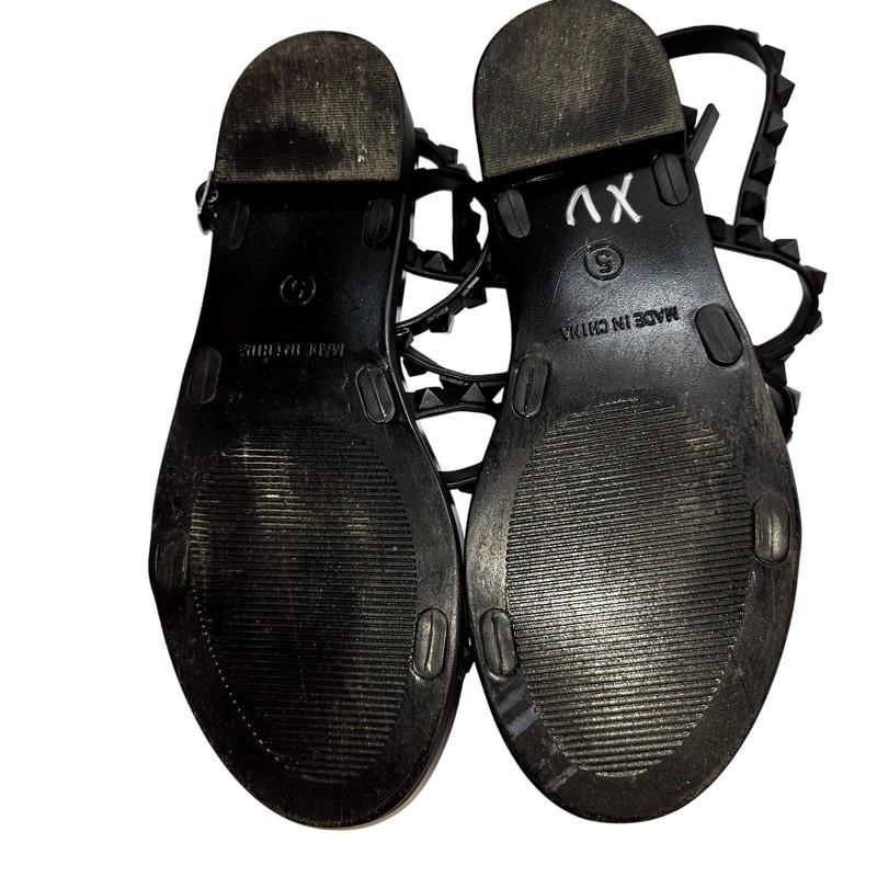 Steve Madden 5 Girl's Studded Black Flat Women's Sandal Shoe