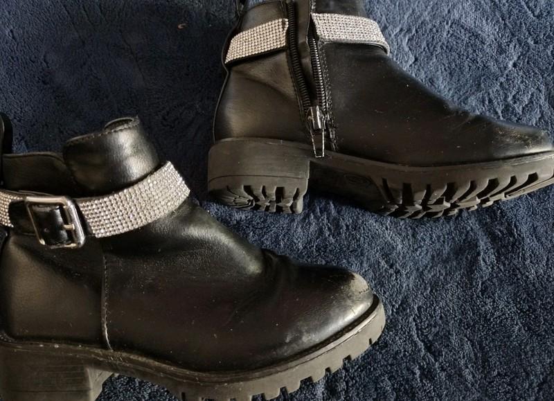 Steve Madden Girls Bling Black Boots Size 11