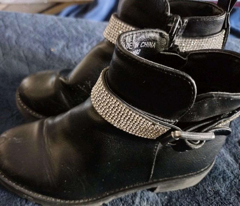 Steve Madden Girls Bling Black Boots Size 11