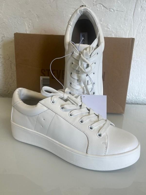 Steve Madden Ladies' Classic Court Sneaker White - Choose Size