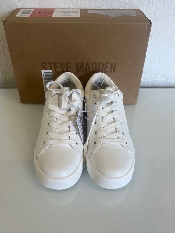 Steve Madden Ladies' Classic Court Sneaker White - Choose Size