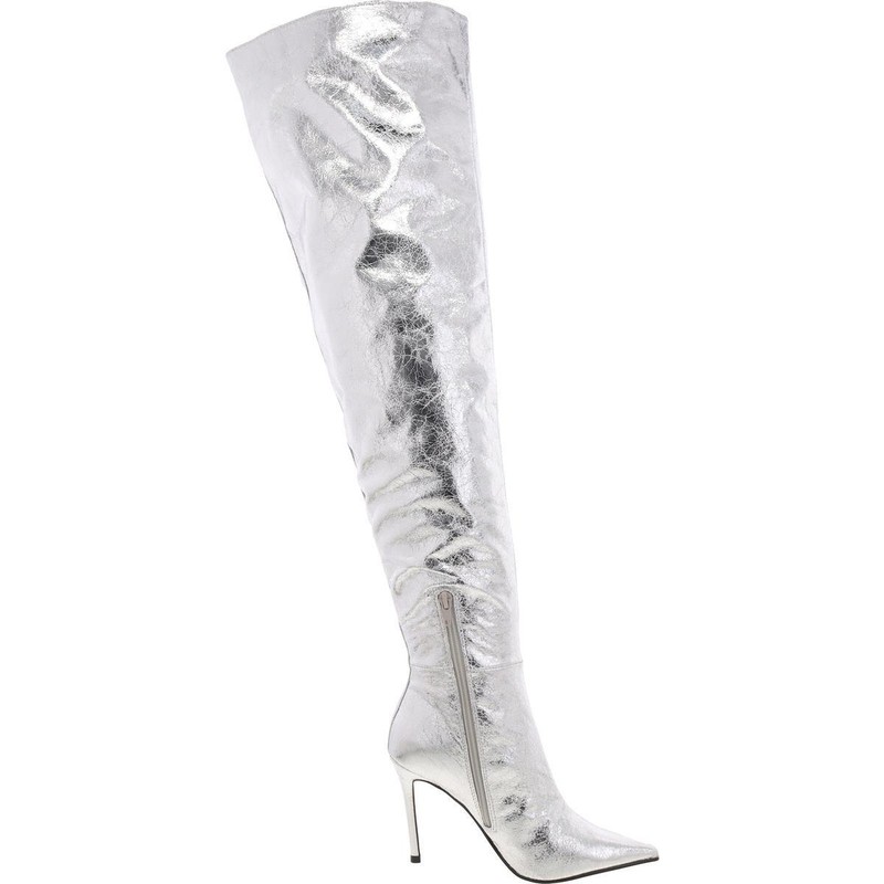 Steve Madden Womens Epic Silver Over-The-Knee Boots 6.5 Medium (B M) BHFO 6629