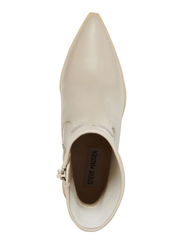 STEVE MADDEN Womens Ivory Thorn Toe Block Heel Leather Western Boot 6.5 M