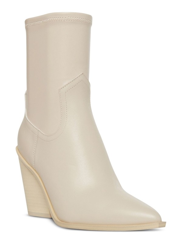 STEVE MADDEN Womens Ivory Thorn Toe Block Heel Leather Western Boot 6.5 M