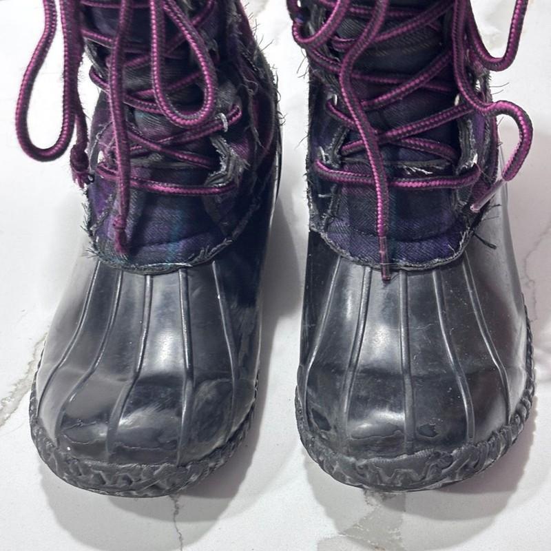 Stevie’s Girls Purple Pink Plaid Duck Winter Snow Boots Size 2