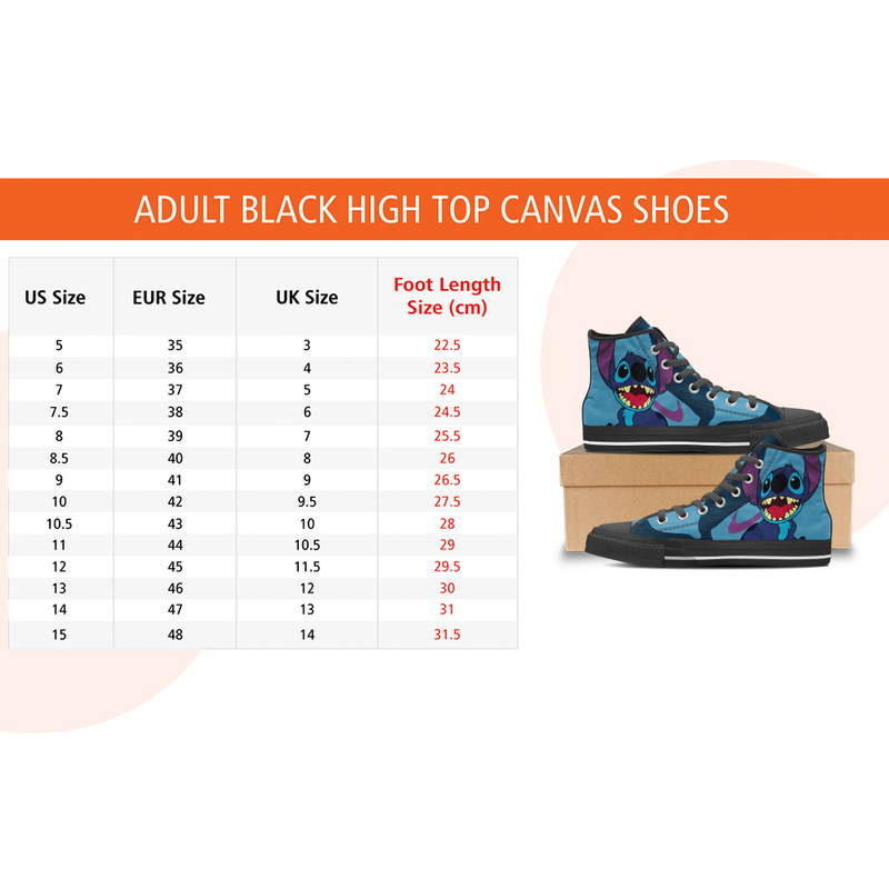 Stitch High Top Shoes Lilo & Stitch Unisex Hightop Sneaker Shoes Cartoon Shoes