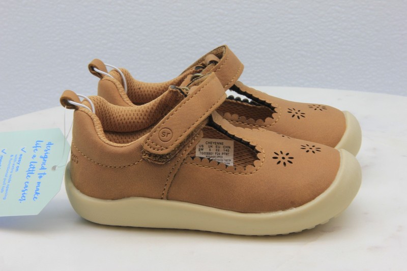 Stride Rite 360 Munchkin T-Strap Casual Dress Shoes Cheyenne Tan Little Kid Sz 6