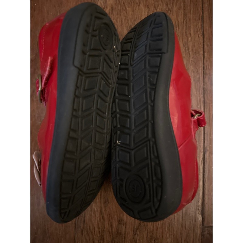 Stride Rite Girl's Red Patent Leather Mary Jane Flower Shoes