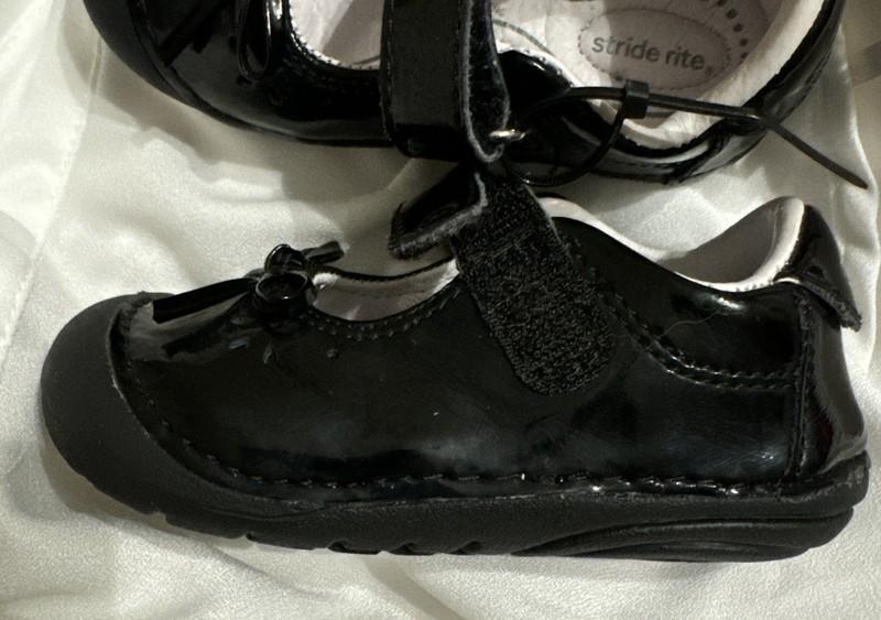 Stride Rite Mary Jane Dress Shoe Black US Toddler Girl's 4.5 Bow On Toe