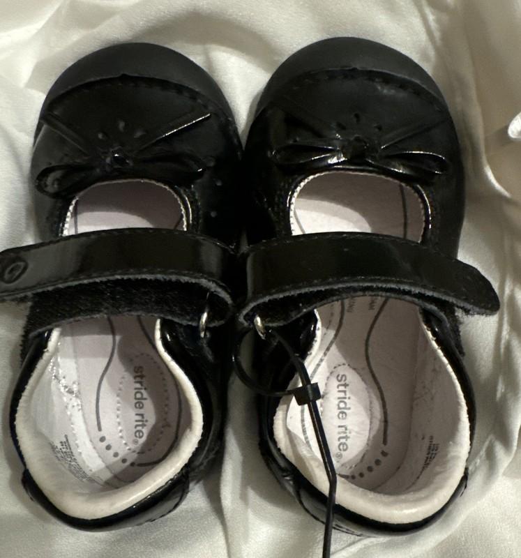 Stride Rite Mary Jane Dress Shoe Black US Toddler Girl's 4.5 Bow On Toe