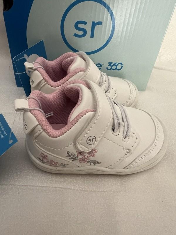 STRIDERITE 360 Fits Wide Feet Too Taye Pink/White Toddler Girl Shoes US SIZE 3M