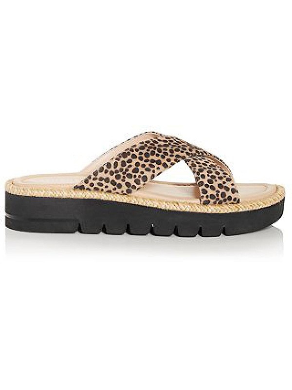 STUART WEITZMAN Womens Beige 1/2" Platform Roza Wedge Slip On Slide Sandals 9 B