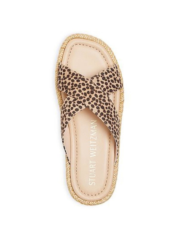STUART WEITZMAN Womens Beige 1/2" Platform Roza Wedge Slip On Slide Sandals 9 B