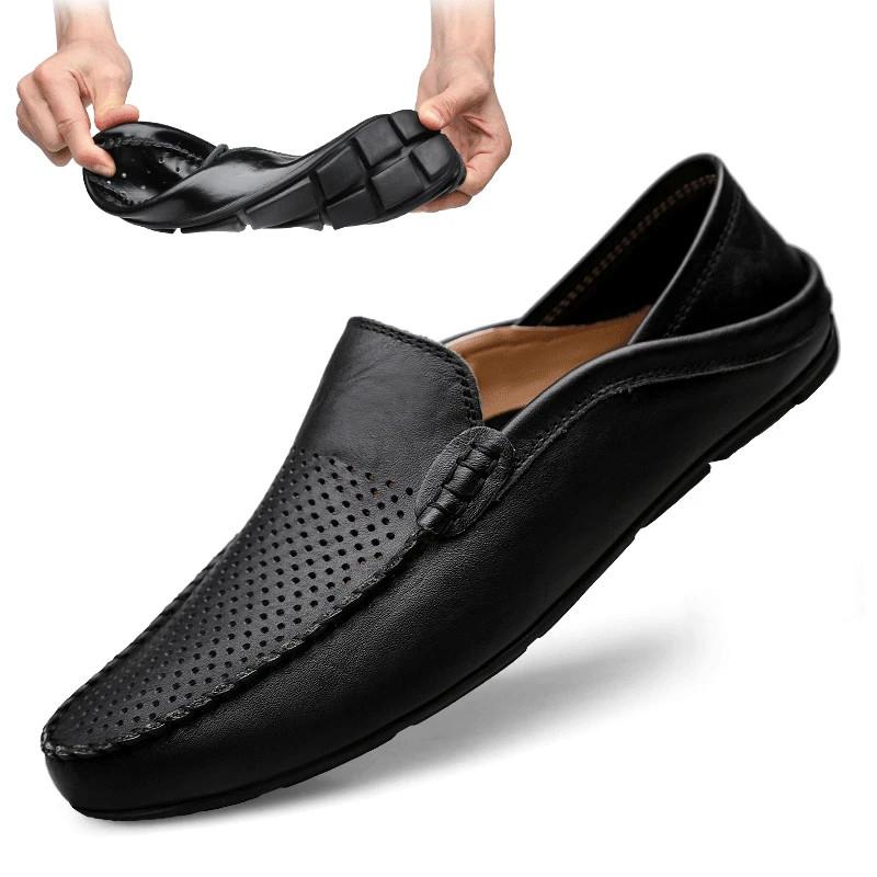 Summer Men Casual Shoes Leather Moccasins Breathable Slip on Driving Loafers Lot