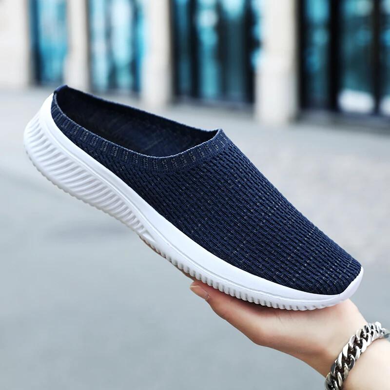 Summer Mesh Casual Shoes Men's Breathable Half Loafers Outdoor Indoor Slippers