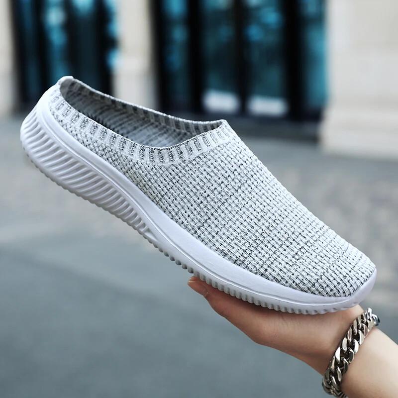 Summer Mesh Casual Shoes Men's Breathable Half Loafers Outdoor Indoor Slippers