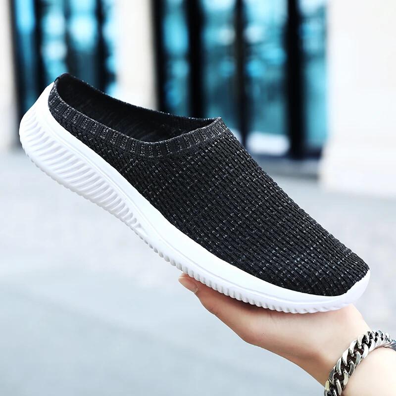 Summer Mesh Casual Shoes Men's Breathable Half Loafers Outdoor Indoor Slippers