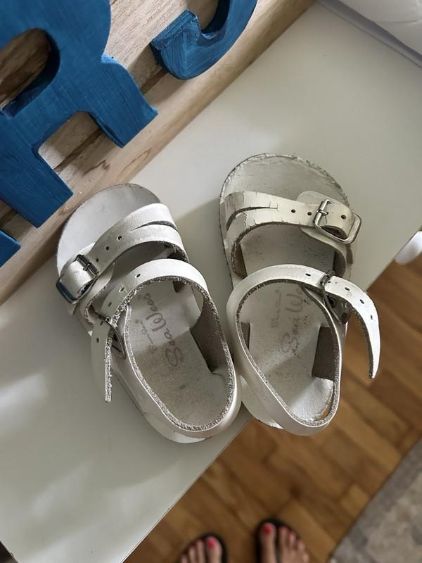 Sun San Hoyway Sea Wees Infant Leather Sandals Size 4 White Buckle