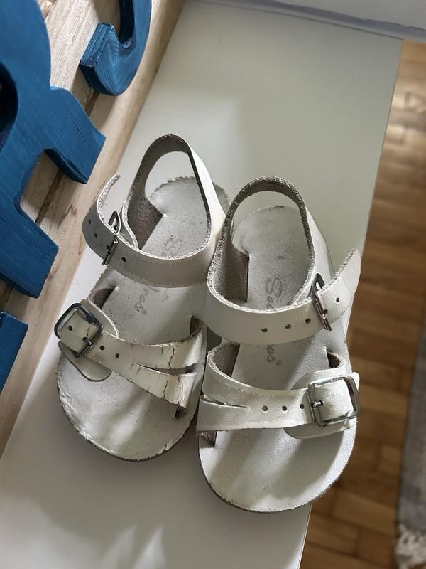 Sun San Hoyway Sea Wees Infant Leather Sandals Size 4 White Buckle