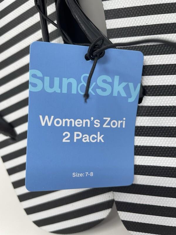 Sun & Sky Black Flip Flop Sandals Zori Women's Size 7-8