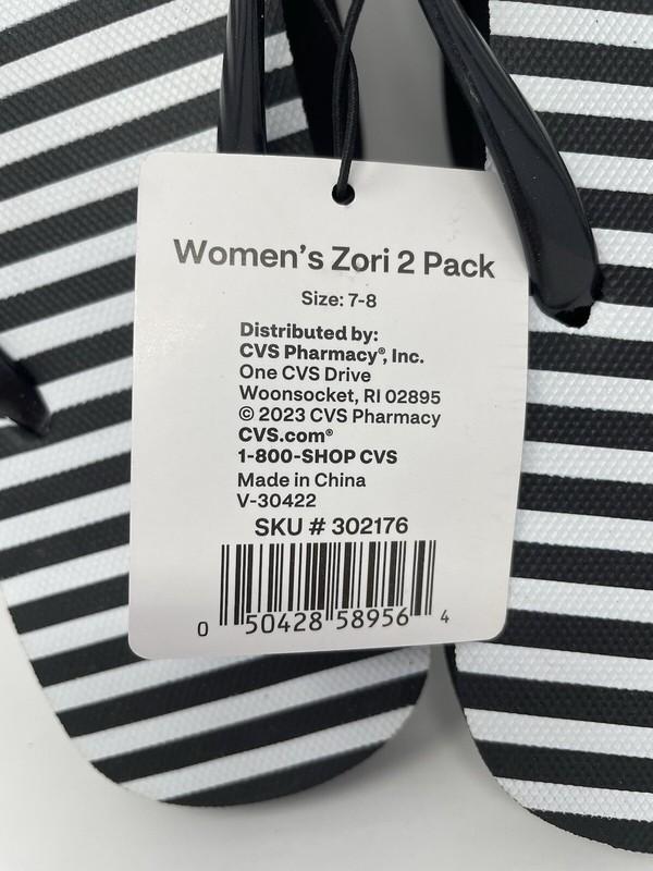 Sun & Sky Black Flip Flop Sandals Zori Women's Size 7-8